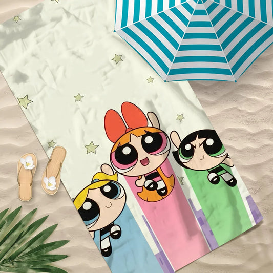 Powerpuff Girls Quick-Dry Beach Towel | Soft Cartoon Pool Towel Quick-Dry Beach Towel Peaceful Pleasures Health and Wellness