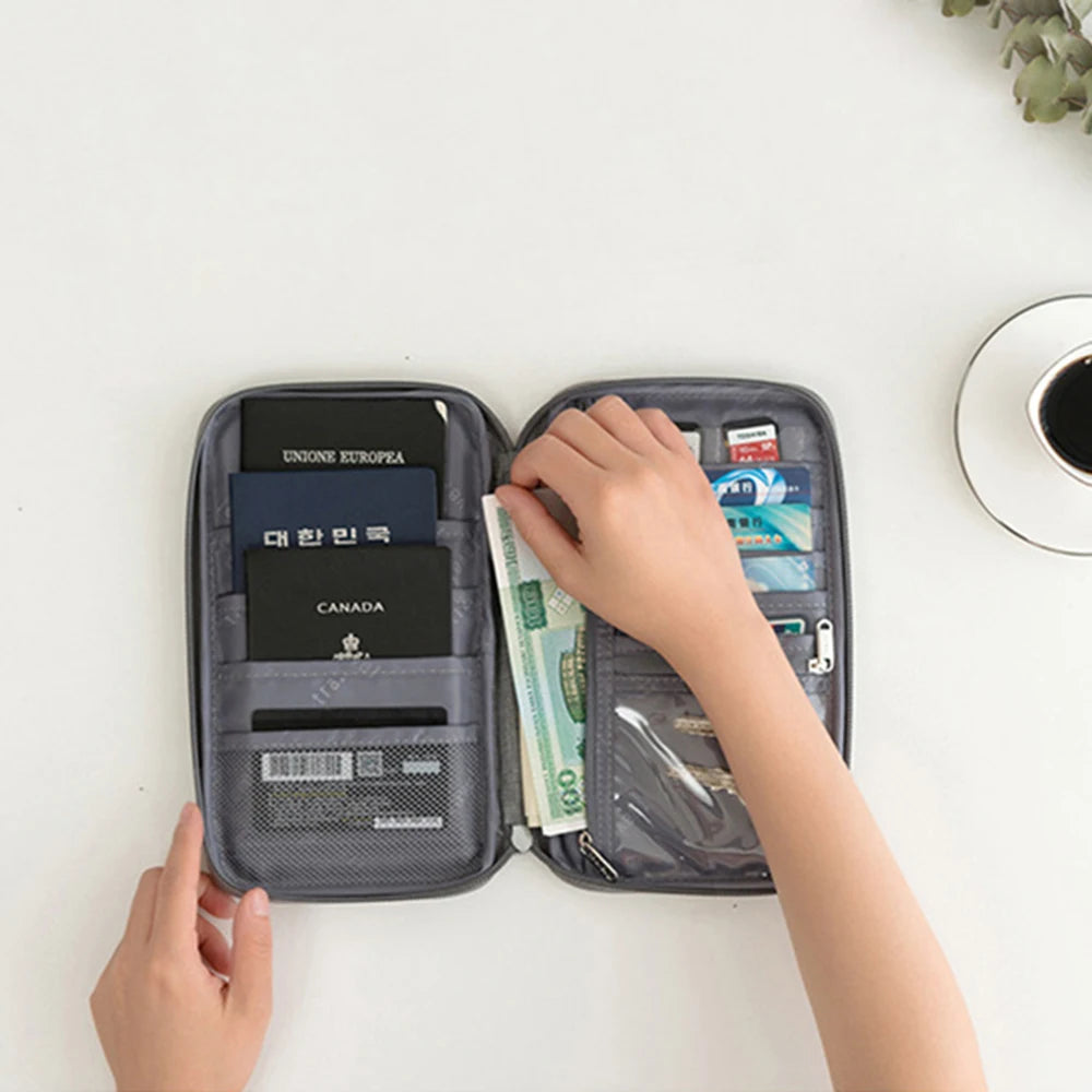 Travel Document Organizer - Waterproof Passport Holder with RFID Blocking, Multi-Card Slots & Zipper Pocket for Airplane/Train Peaceful Pleasures Health and Wellness