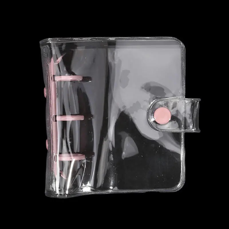Pocket Photo Album 3-Inch Miniature Collectors Album for Cards Polaroids Solid Color 3-Ring Binder Compact Kpop Storage Book Peaceful Pleasures Health and Wellness Pink (single shell)