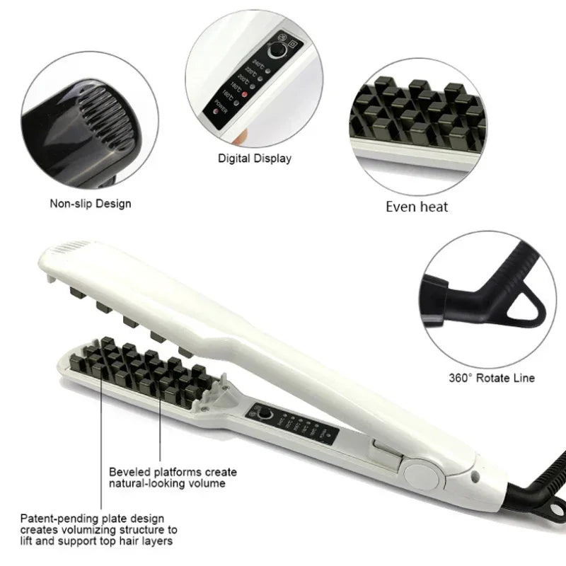 Professional Volumizing Ceramic Hair Iron For Thicker Hair Or Larger Lasting Hair Volume Fluffy Hair Straightener Crimping Tool Peaceful Pleasures Health and Wellness