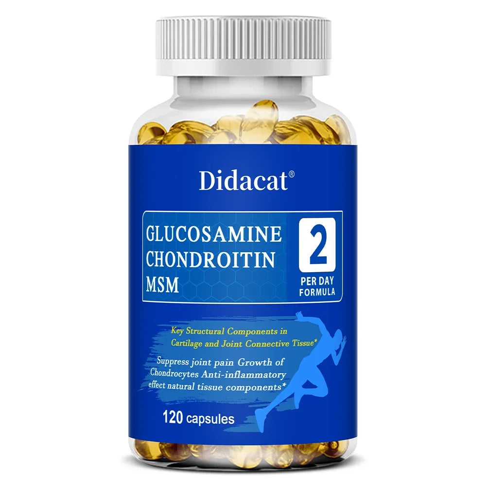 Glucosamine Chondroitin MSM Capsules with Collagen & Boswellia, Joint Cartilage Mobility & Flexibility Daily Wellness Supplement Peaceful Pleasures Health and Wellness 120 count-1 bottle