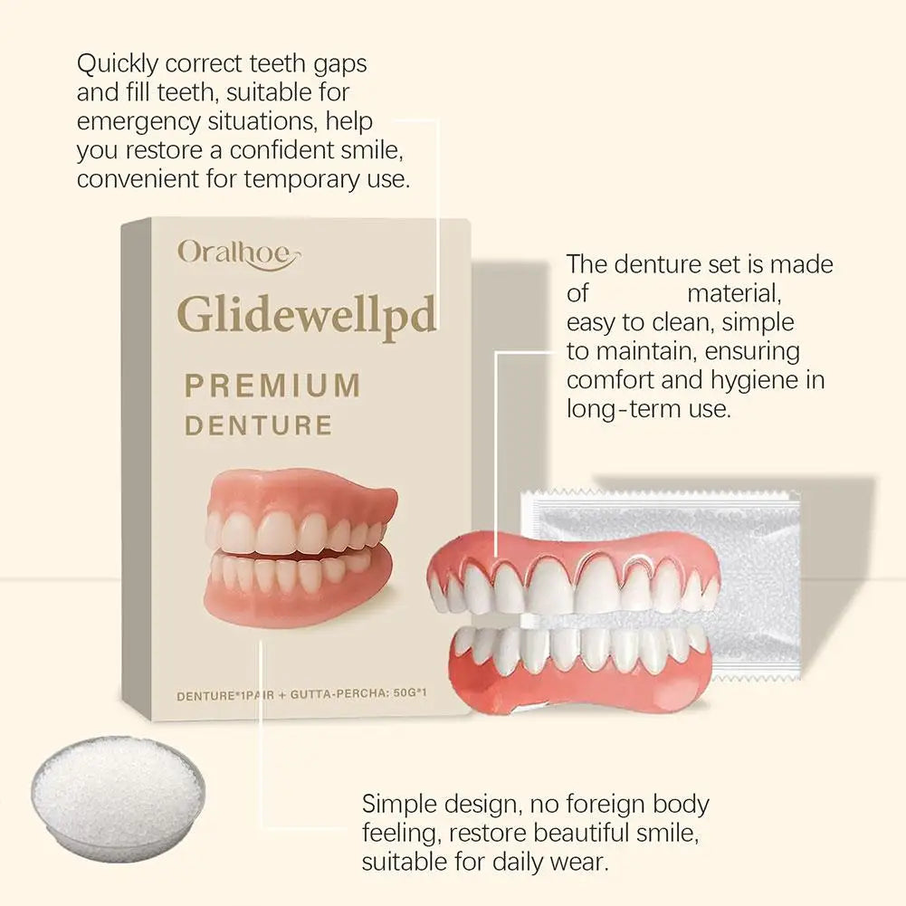 Reusable Silicone Fake Teeth Veneers – Upper & Lower Set