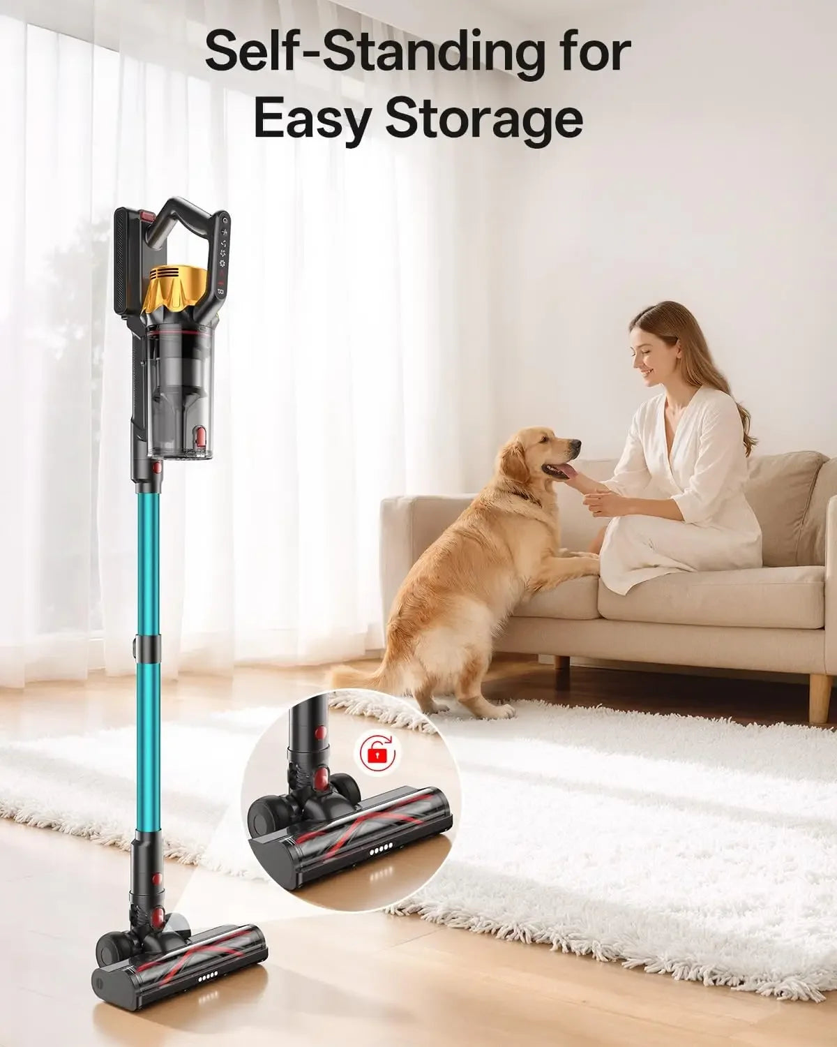 Powerful Cordless Vacuum Cleaner, 650W 55KPa Suction, 60-Min Runtime, LED Light for Pet Hair, Versatile for Home Use Peaceful Pleasures Health and Wellness