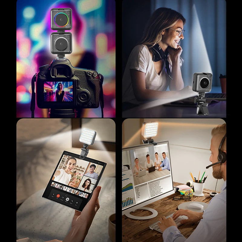 Mobile Phone Fill Light Travel Portable Camera Pocket Light Full-color RGB Beauty Atmosphere Lamp Selfie Led Light Ring Makeup Peaceful Pleasures Health and Wellness