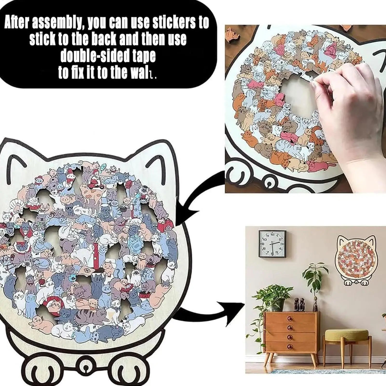 135pcs Wooden Cat Puzzle Animal Shape Wood Cut Puzzles Gifts For Cat Lovers Home Decoration Christmas New Year Gift for kids Peaceful Pleasures Health and Wellness