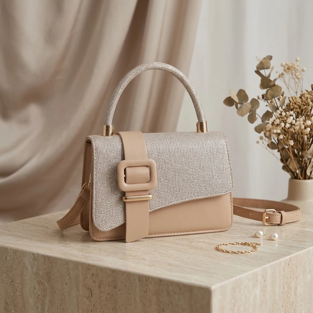 Women PU Leather Shoulder Bag Glossy Solid Color Tote Crossbody Bag With Adjustable Chain Peaceful Pleasures Health and Wellness