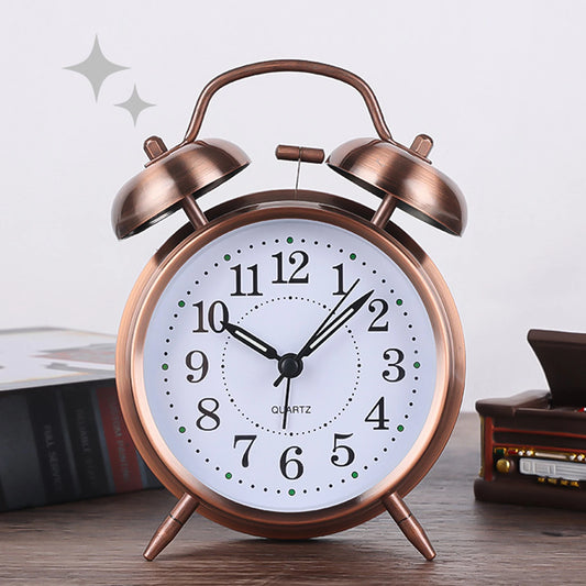 Vintage Twin-Bell Alarm Clock | Silent Sweep & Night Light Vintage Alarm Clock Peaceful Pleasures Health and Wellness Default Title