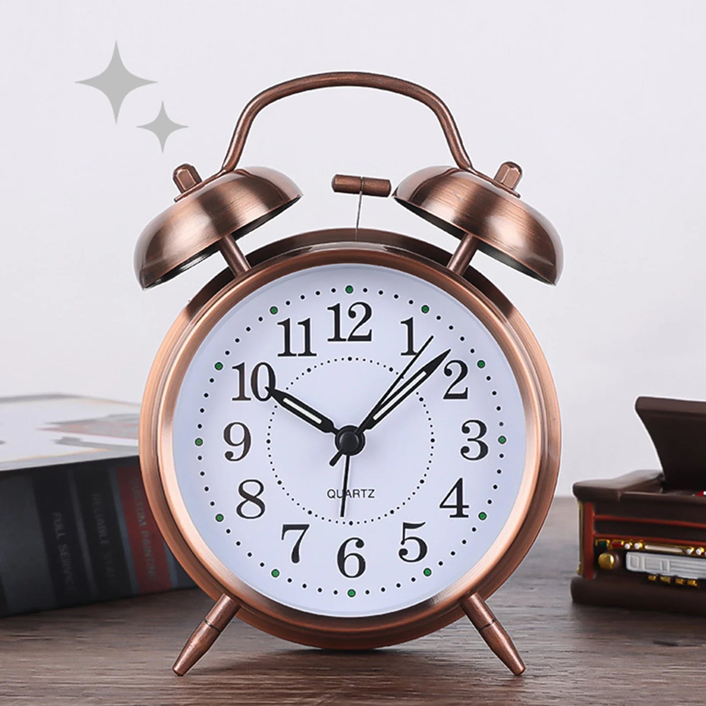 Vintage Twin-Bell Alarm Clock | Silent Sweep & Night Light