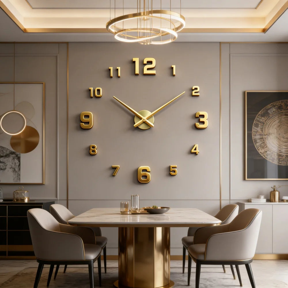 New Modern Design Large Wall Clock 3D DIY Quartz Clocks Fashion Watches Acrylic Mirror Stickers Living Room Home Decor Horloge Peaceful Pleasures Health and Wellness