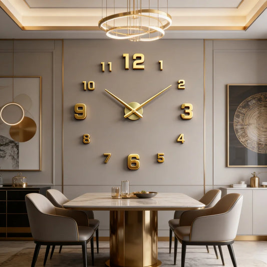 New Modern Design Large Wall Clock 3D DIY Quartz Clocks Fashion Watches Acrylic Mirror Stickers Living Room Home Decor Horloge Peaceful Pleasures Health and Wellness