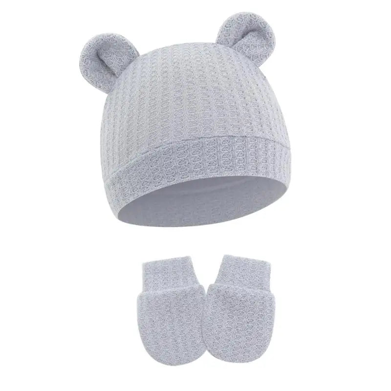 Newborn Baby Hat & Mittens Set | Soft Cotton, 0–6 Months