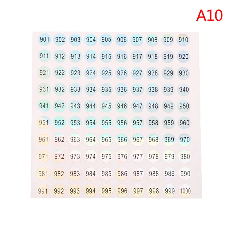 Waterproof Laser Number Stickers 1–1000 | Nail Polish Labels
