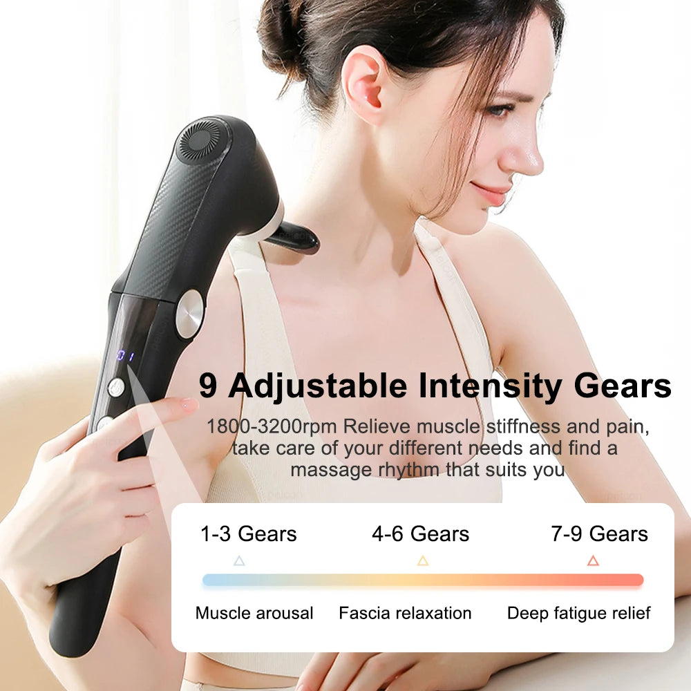 Fascia Massage Gun Shoulder Massage Machine Electric Muscle Massager Gun High Frequency Back Waist Neck Body Massage with Handle Peaceful Pleasures Health and Wellness