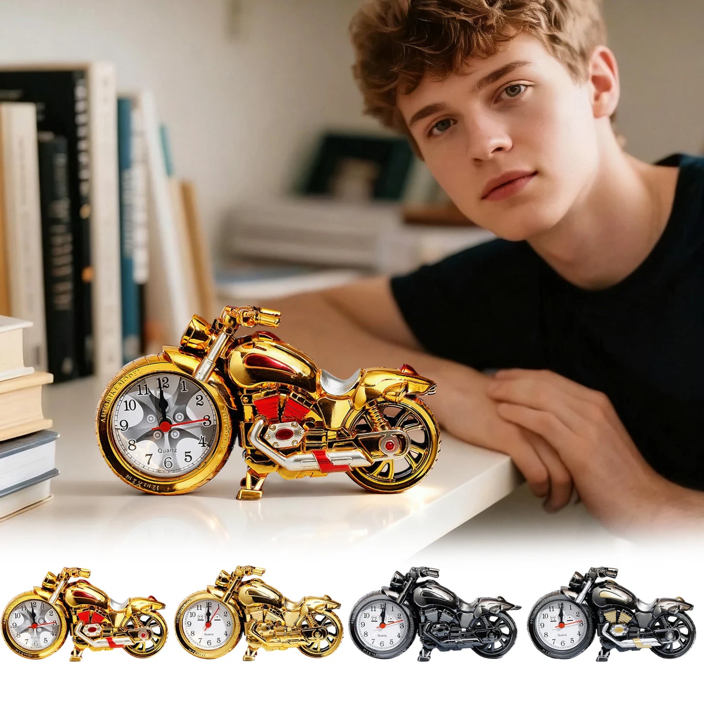 Retro Motorcycle Alarm Clock | Desktop Decor & Gift Novelty Alarm Clock Peaceful Pleasures Health and Wellness