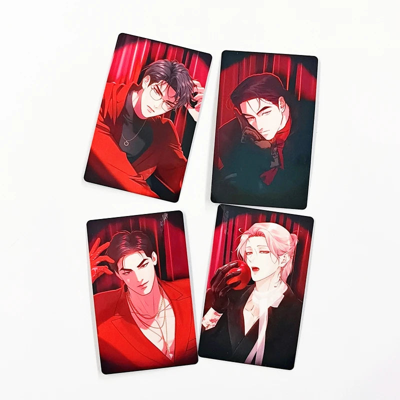Korean Webtoon Feel Red Photo Cards Manga Character Double-sided Lomo