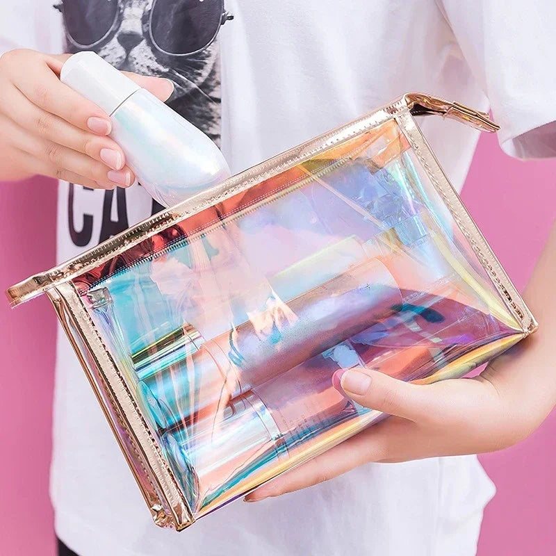 PVC Transparent Laser Cosmetic Bag | Mini Jelly Makeup Organizer