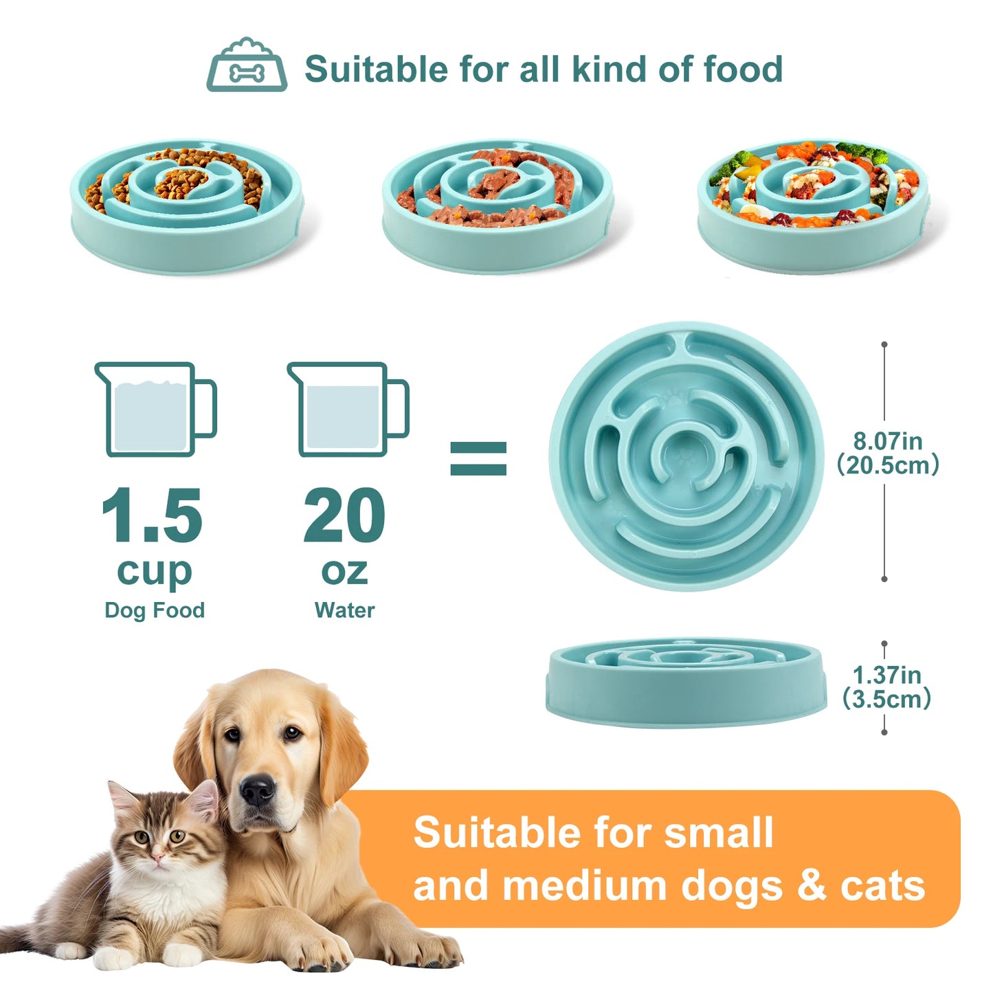 Pet Dog Slow Feeder Bowl Fun Non Slip Anti-gulping Slower Food