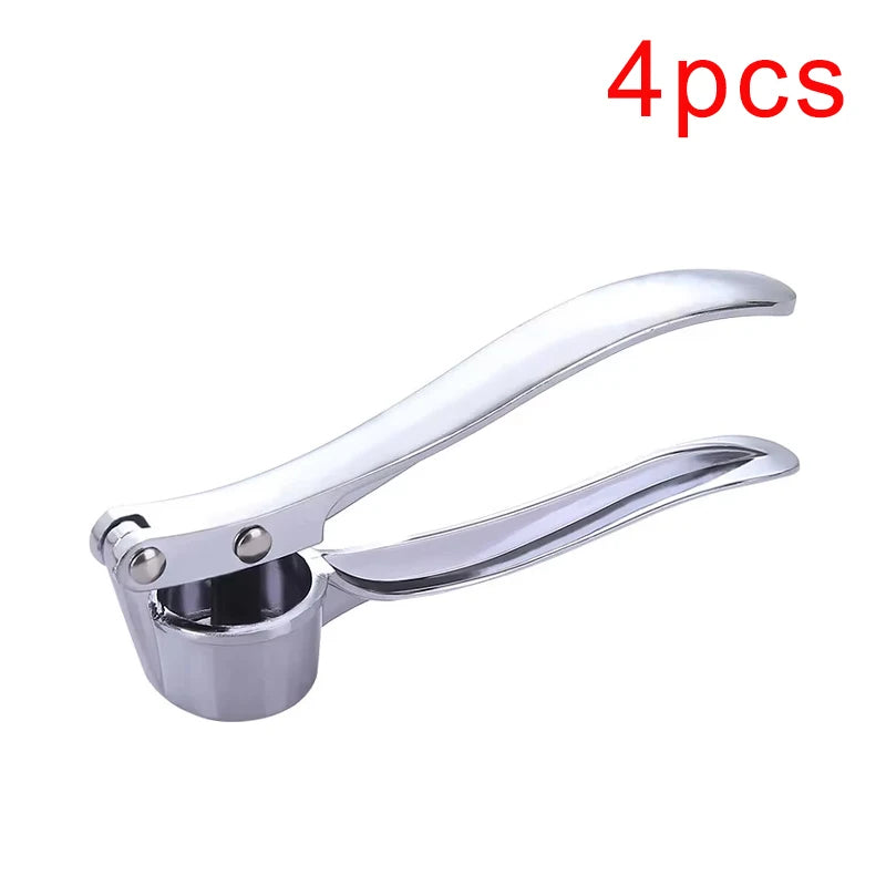 Stainless Steel Garlic Press Crusher Mincer Kitchen Garlic Smasher Squeezer Manual Press Grinding Tool Kitchen Accessories New Peaceful Pleasures Health and Wellness 4pcs