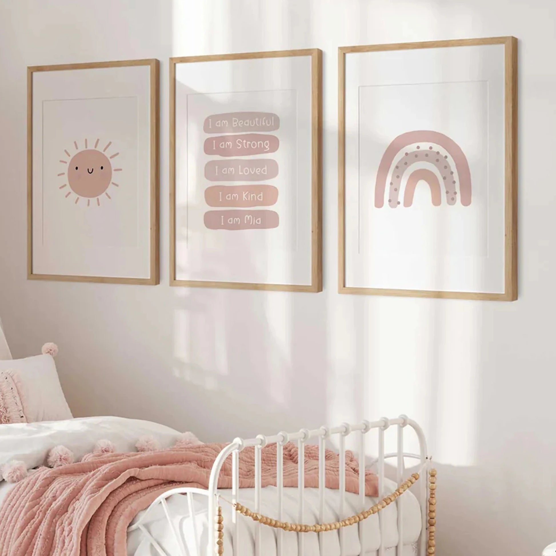3-Piece Rainbow Affirmation Canvas Wall Art for Kids & Living Room Canvas Wall Art Set Peaceful Pleasures Health and Wellness