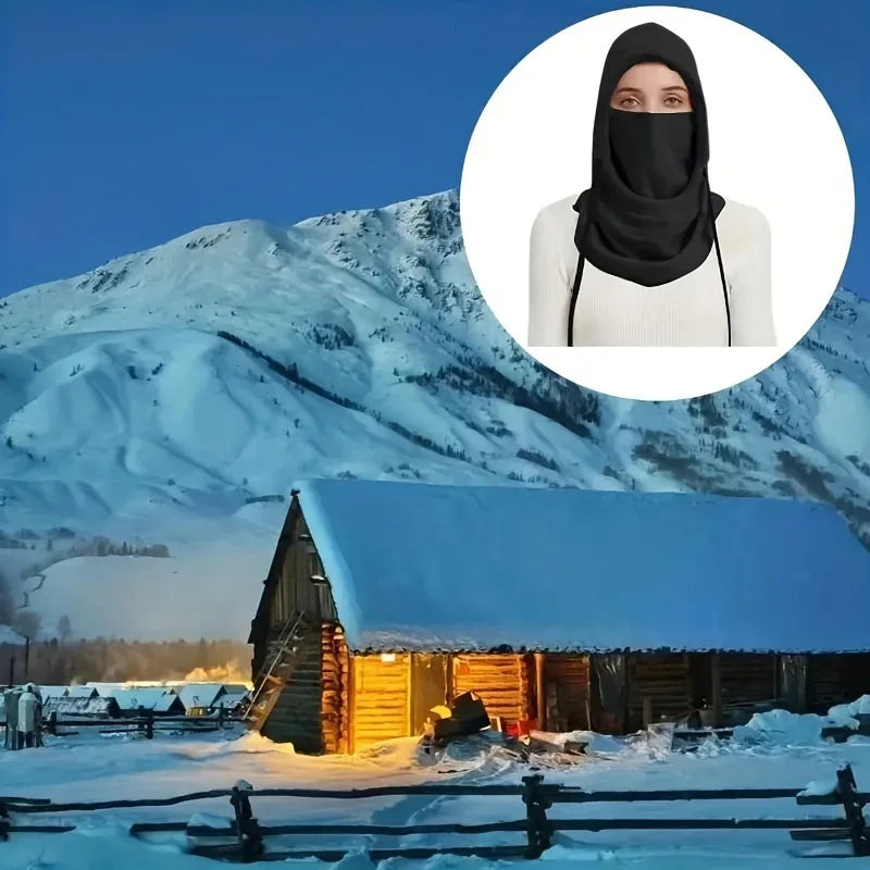 Unisex Winter Balaclava Knit Hood - Windproof Mask with Drawstring, Motorcycle Riding Headgea Warm Knitted Cap Cold Weather Peaceful Pleasures Health and Wellness