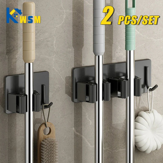 Wall-Mounted Mop & Broom Holder – 304 Stainless Steel Rack Wall Storage Rack Oasis Select