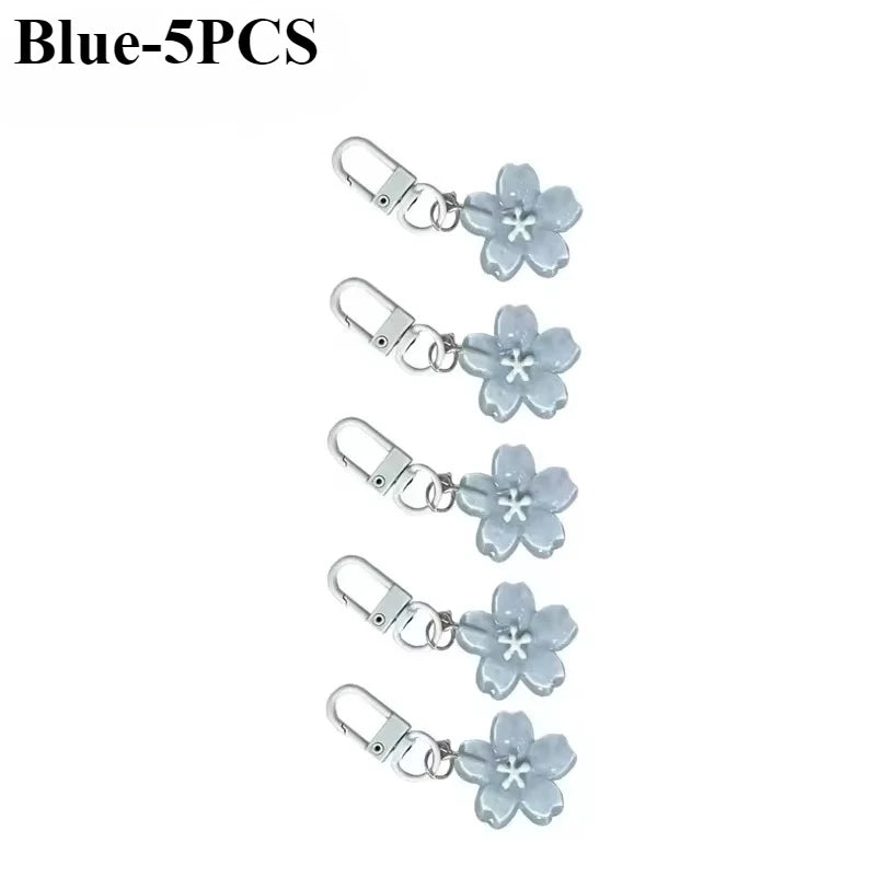 Cherry Blossom Flower Keychain Charms – 5pcs Resin Set