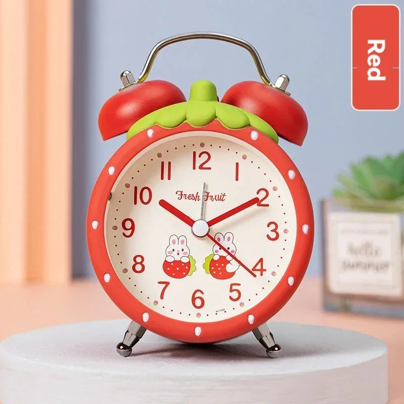 Cute Strawberry Alarm Clock with Night Light for Kids & Dorms