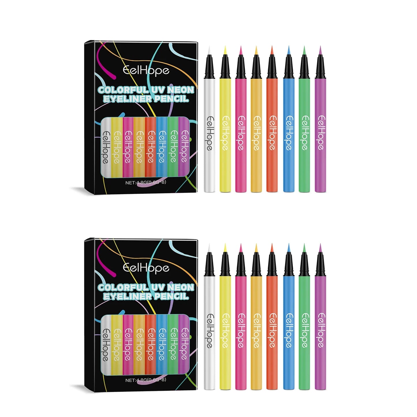 Eelhope 8-Color UV Neon Eyeliner Pencil Set – Waterproof