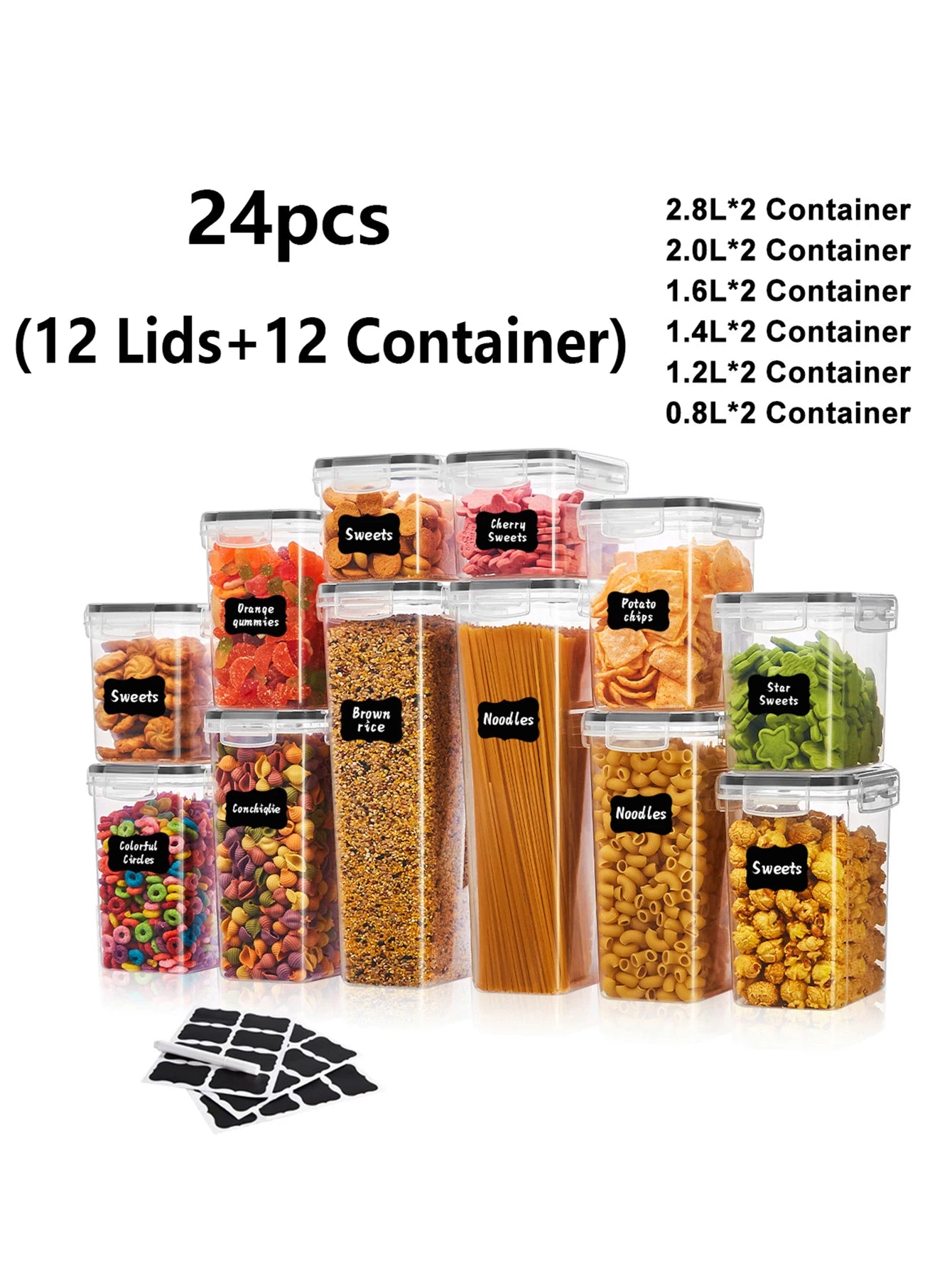 24-Piece Airtight Food Storage Containers with Lids Kitchen Storage Peaceful Pleasures Health and Wellness 12Lidsand12Container United States