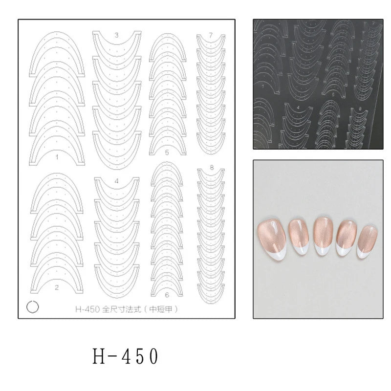 Fully Transparent Hollow French Nail Stickers Spray Painting Stencil French Edges Templates Patting Glue Adhesive Auxiliary Tool Peaceful Pleasures Health and Wellness H50