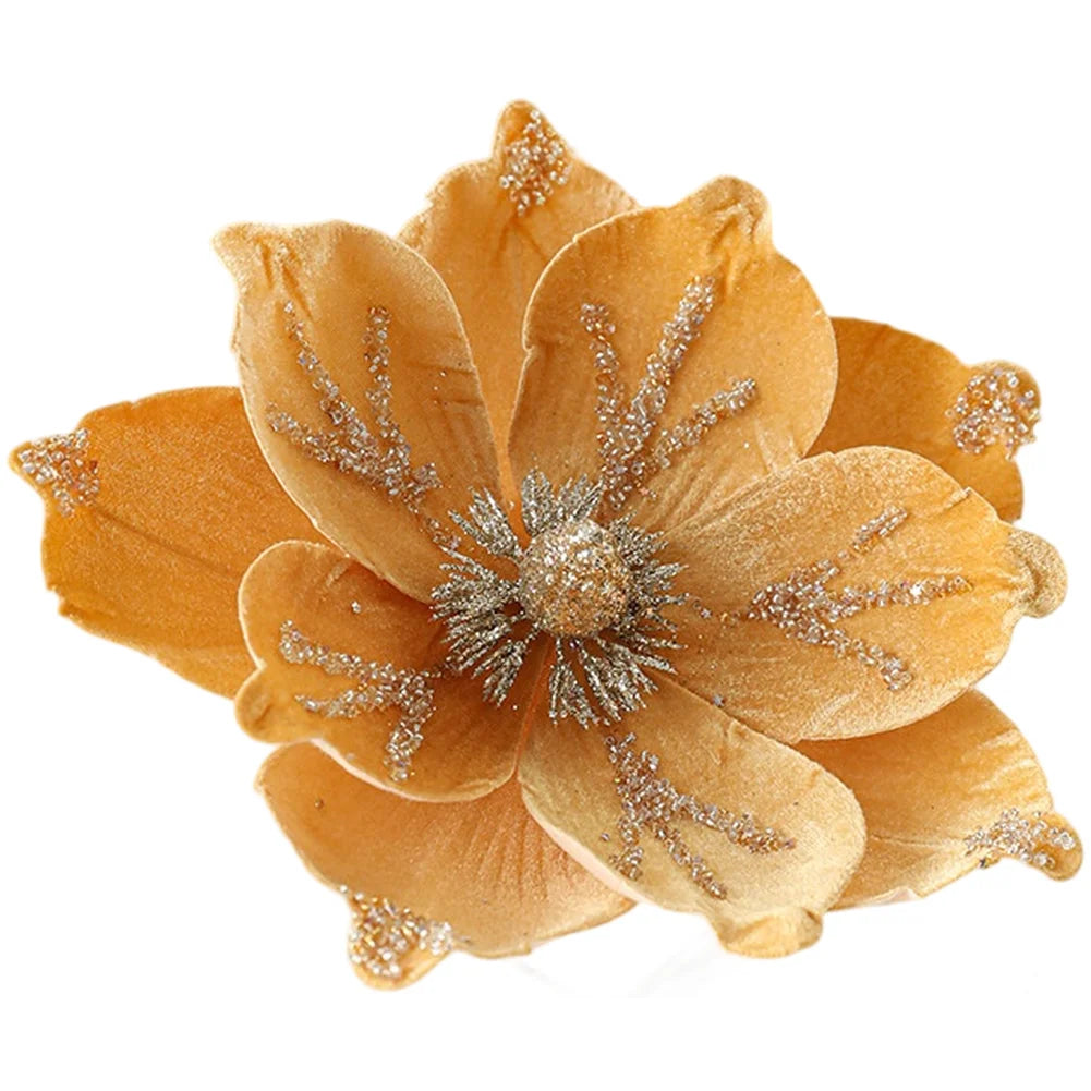 Christmas Artificial Magnolia Flower | Velvet Festive Home Decor