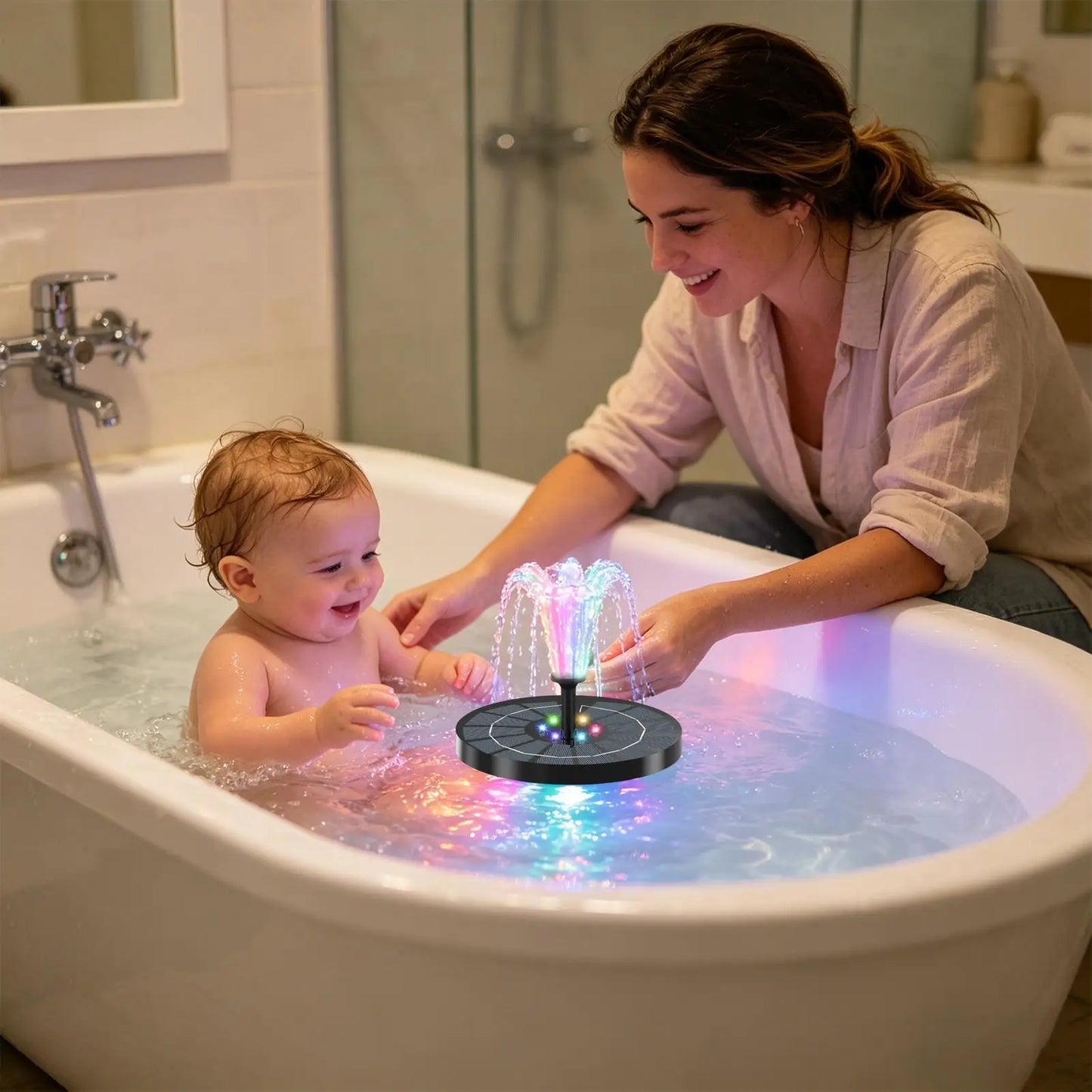 Floating Solar Bird Bath Fountain with LED Lights Water Pump for Outdoor Garden, Pool Fountain for Backyard Patio Fish Tank Deck Peaceful Pleasures Health and Wellness