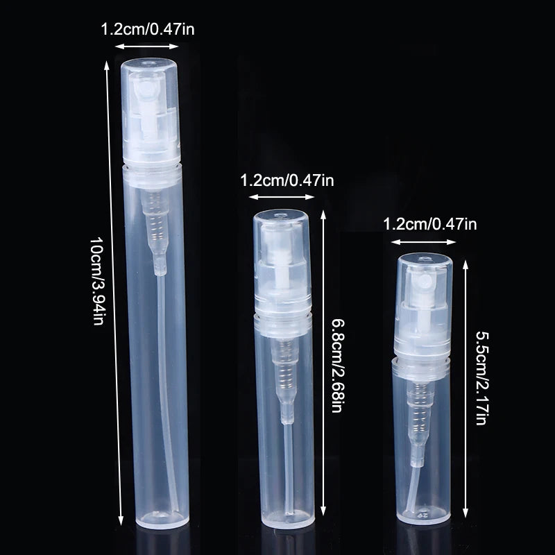 10Pcs 2/3/5ML Mini Clear Plastic Empty Perfume Bottle Refillable Spray Bottle Atomizer Container Women Travel Perfume Bottles Peaceful Pleasures Health and Wellness