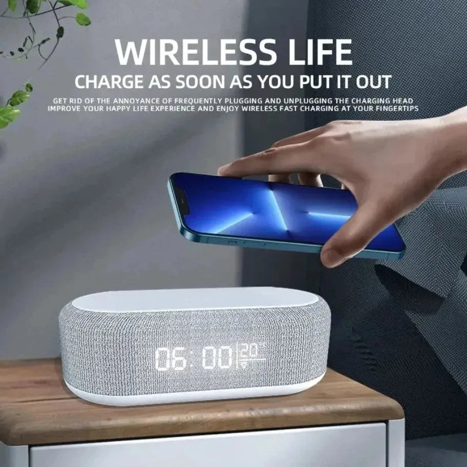 15W Fast Charging Wireless Charger Pad Stand with Alarm Bedroom Lamp Night Light Desktop Clock Temperature Thermometer for Peaceful Pleasures Health and Wellness