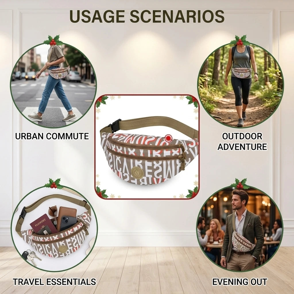 Unisex Crossbody Bag Lightweight Shoulder Waist Pack Outdoor Print Design Peaceful Pleasures Health and Wellness