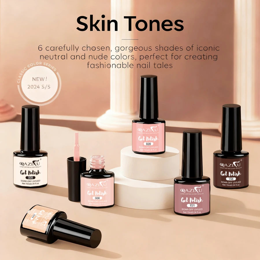 6-Piece Milk Tea Gel Nail Polish Set | UV/LED Soak-Off DIY Kit