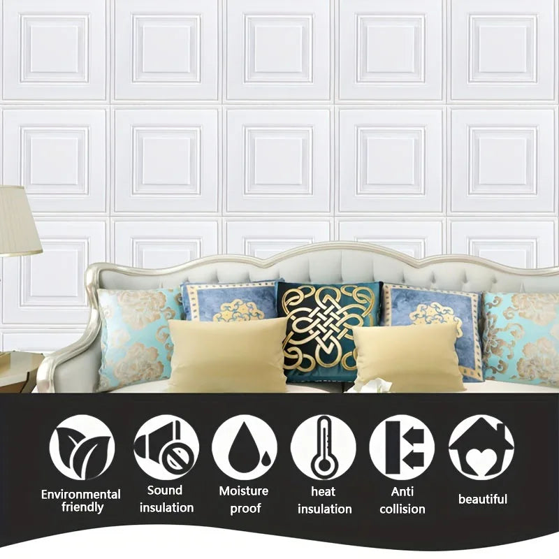 3D Peel & Stick Wall Panels – Self-Adhesive Moisture-Proof Tiles