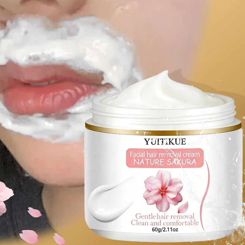 Yuitikue Sakura Facial Hair Removal Cream, 60g Gentle Nature-Infused Face Hair Remover for Clean & Comfortable Skin Peaceful Pleasures Health and Wellness