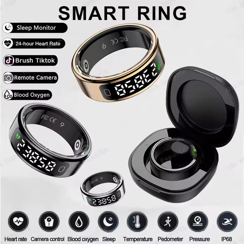 New R11 Smart Ring Men Women LED Display Screen Heart Rate Blood Oxygen Monitoring Waterproof Multi Sports Modes Smartrings 2026 Peaceful Pleasures Health and Wellness