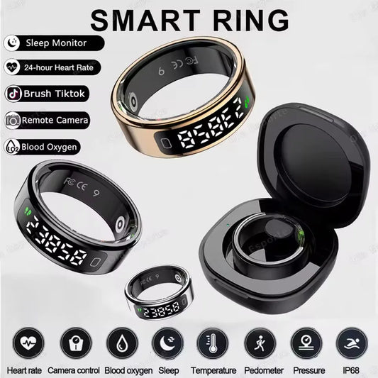 New R11 Smart Ring Men Women LED Display Screen Heart Rate Blood Oxygen Monitoring Waterproof Multi Sports Modes Smartrings 2026 Peaceful Pleasures Health and Wellness