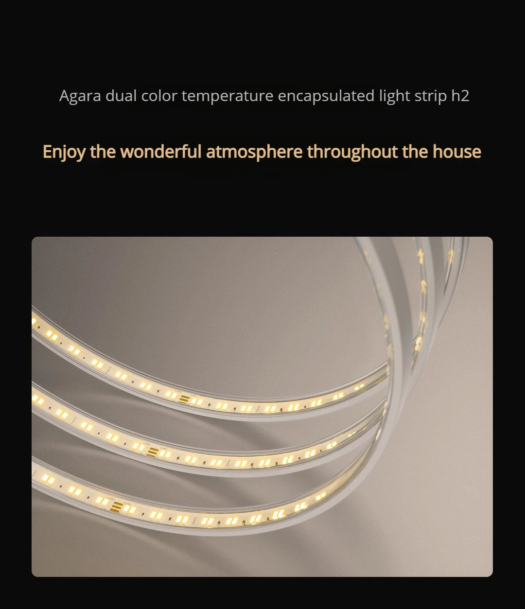 Aqara Smart COB Light Strip H2 Dual Color Temperature 2700K～6500K Adjustment Ra90 LED Home Decorative Light Strip Peaceful Pleasures Health and Wellness