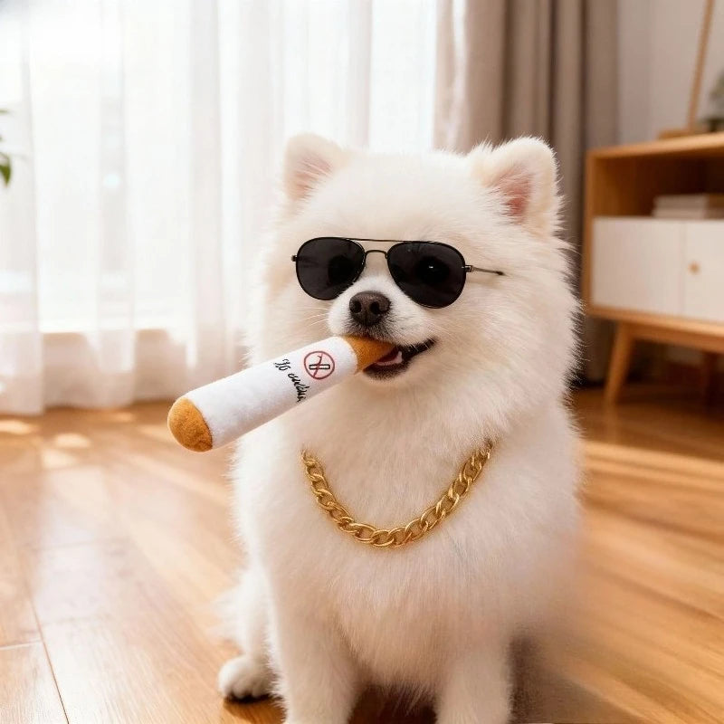 Voice Emitting Cigarettes Pet Plush Toys Cigar Shaped Hip-hop Simulation Funny Teeth Grinding Domineering Cats and Dogs Peaceful Pleasures Health and Wellness