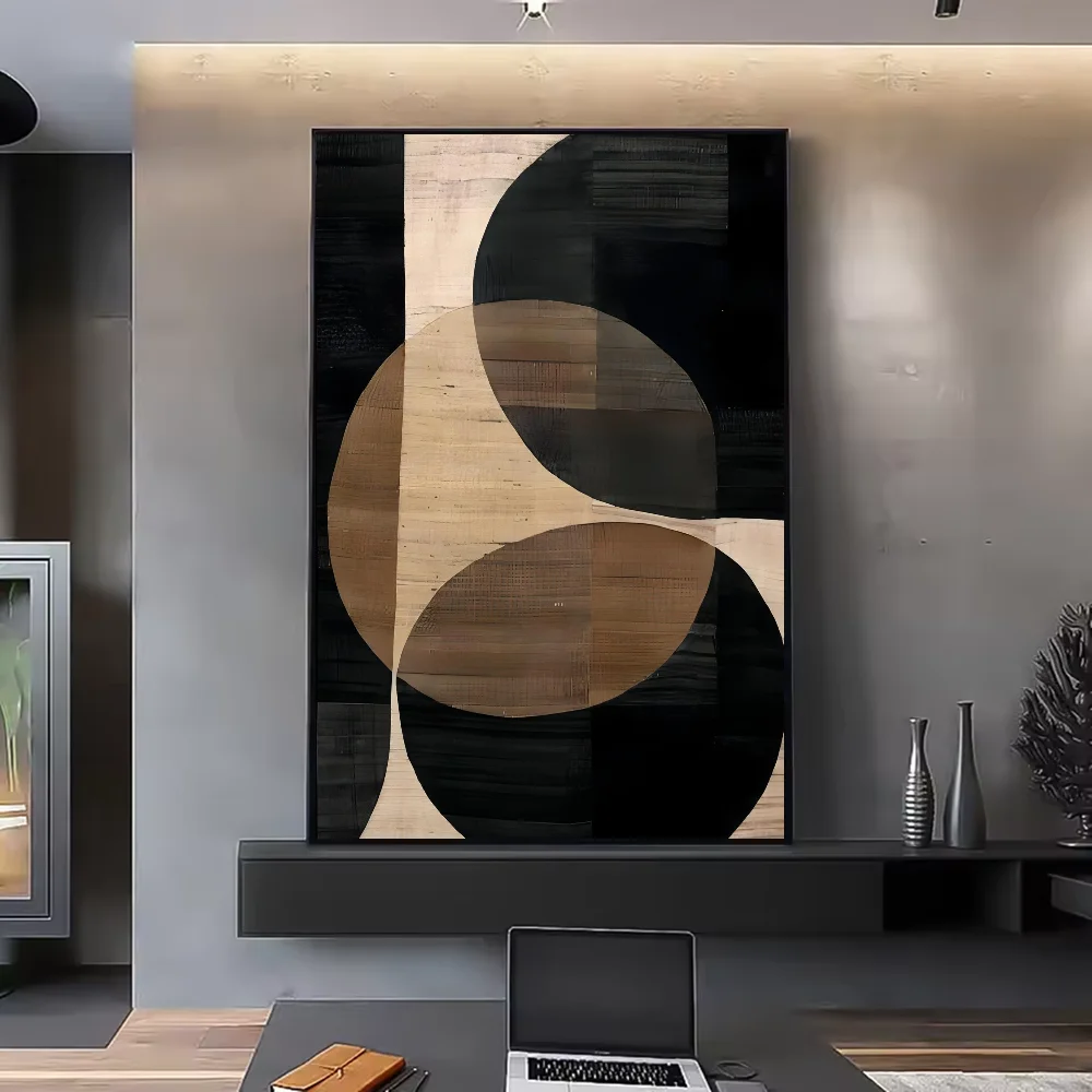 Abstract Retro Black Geometry Poster | HD Waterproof Wall Art Wall Art Poster Peaceful Pleasures Health and Wellness z3 30X40cmNoframe