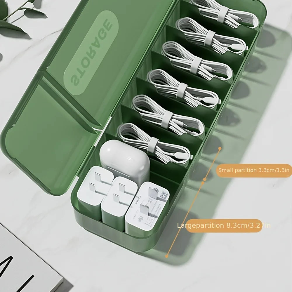 7-Compartment Cable & Charger Cord Organizer Storage Box