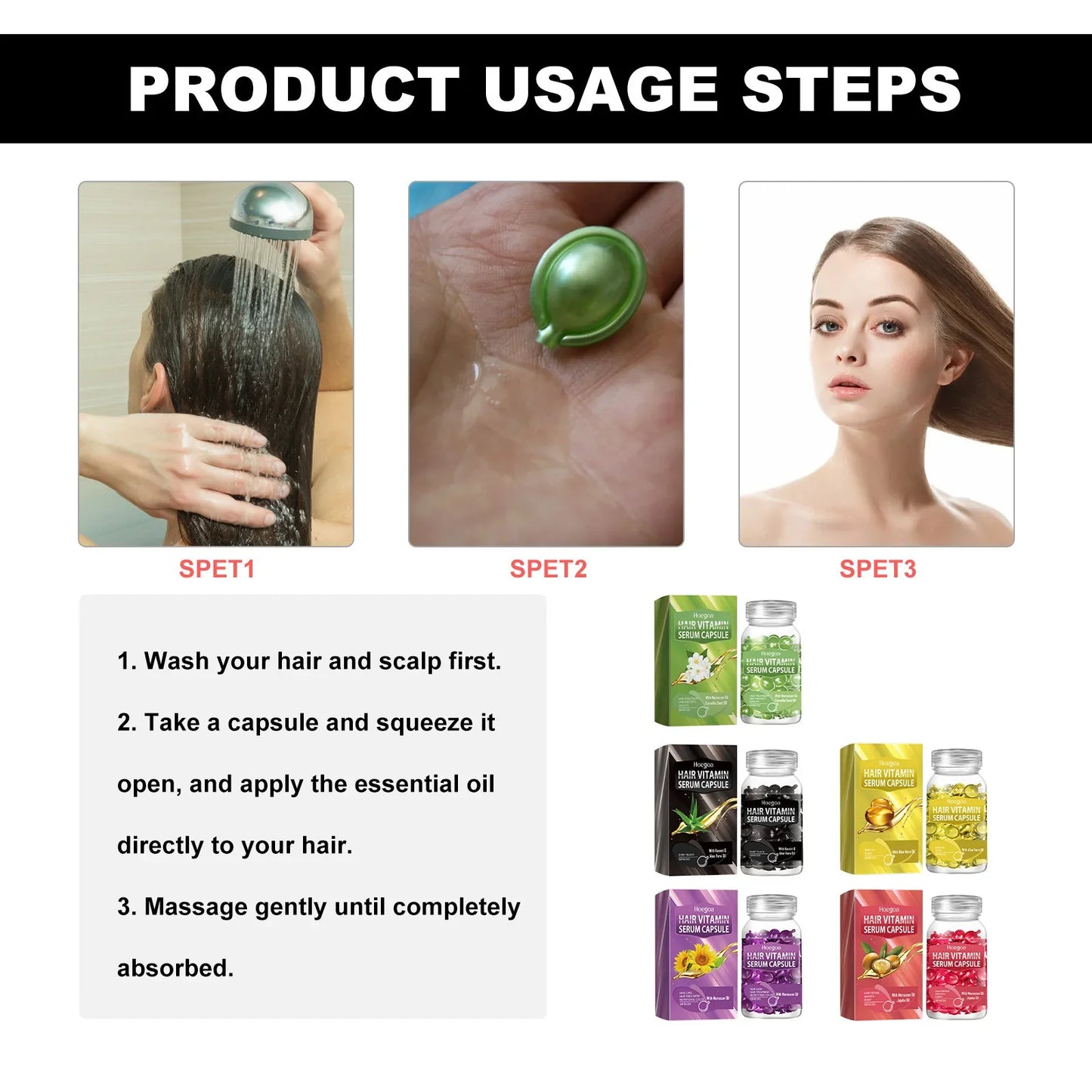 HOEGOA Moroccan Hair Vitamin Capsules – Nourishing Repair Essence