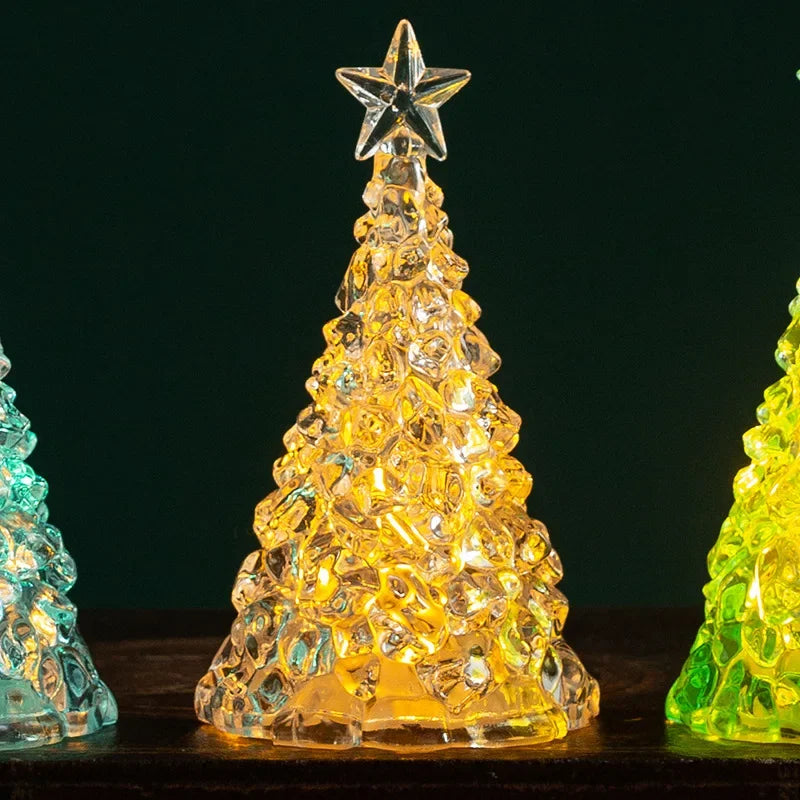 Crystal Christmas Tree Night Light | Battery Powered Star Design