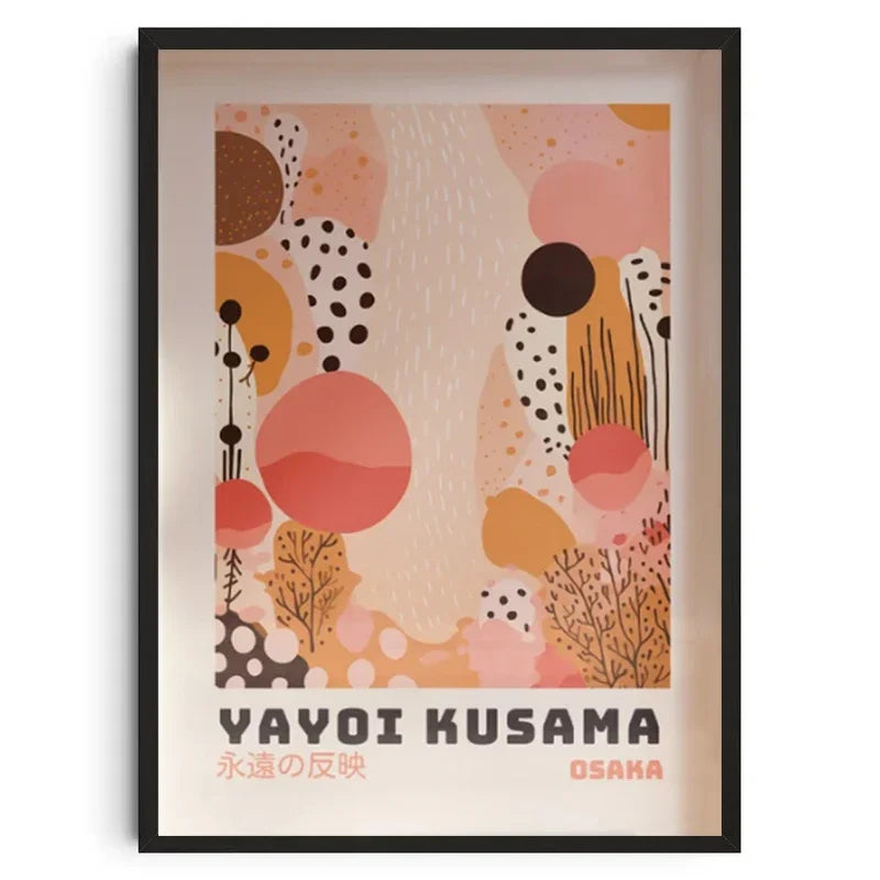 Abstract Yayoi Kusama Style Canvas Poster, Japanese Modern Art Mural Frameless Wall Art for Home Living Room Gallery Decor Peaceful Pleasures Health and Wellness
