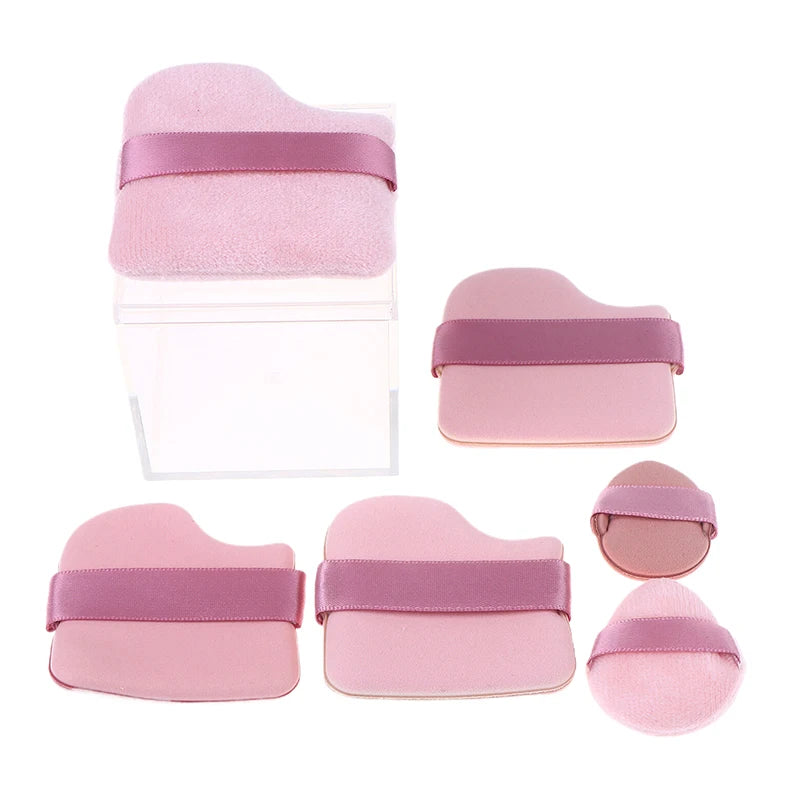 6Pcs/Set Pink Powder Puff Mini Thumb Powder Puff Concealer Blusher Dry And Wet Makeup Soft Skin-friendly Flocking Air Cushion Peaceful Pleasures Health and Wellness