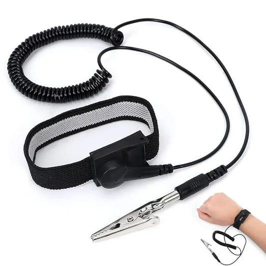 Anti-Static ESD Wrist Strap with 360° Grounding Cable | PCB Repair ESD Wrist Strap Peaceful Pleasures Health and Wellness black
