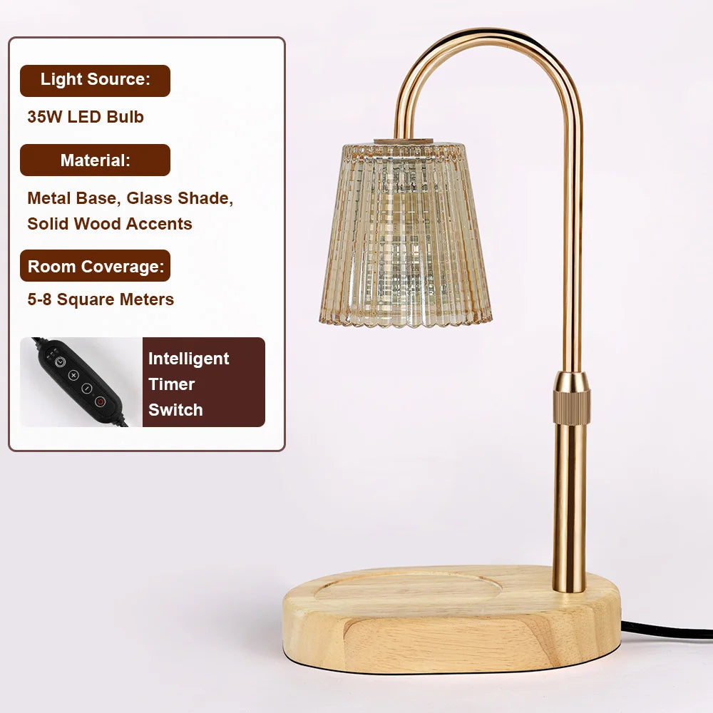 RUNTOIN Timer Candle Warmer Lamp | Striped Glass Wax Melts